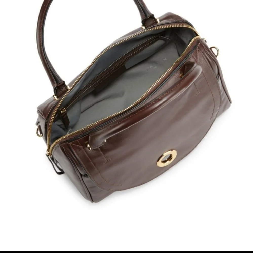 NWT Halston Syrah Leather Satchel $495 - Picture 2 of 4